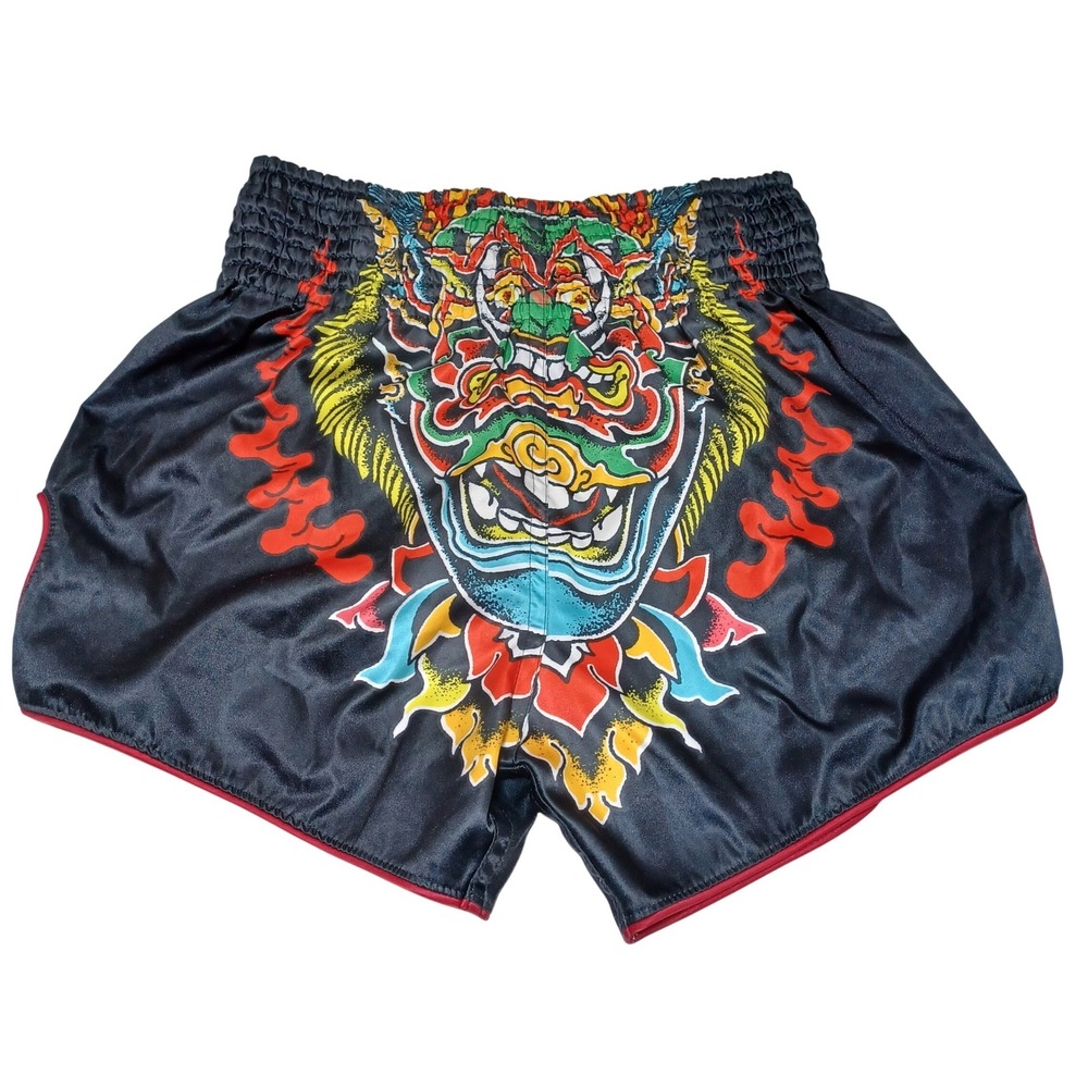 Fairtex Mens L Kabuki BS1912 Muay Thai Shorts Black Satoru Satin Graphic Boxing